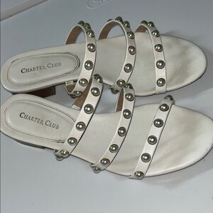 Charter Club White Sandals with Studded Straps